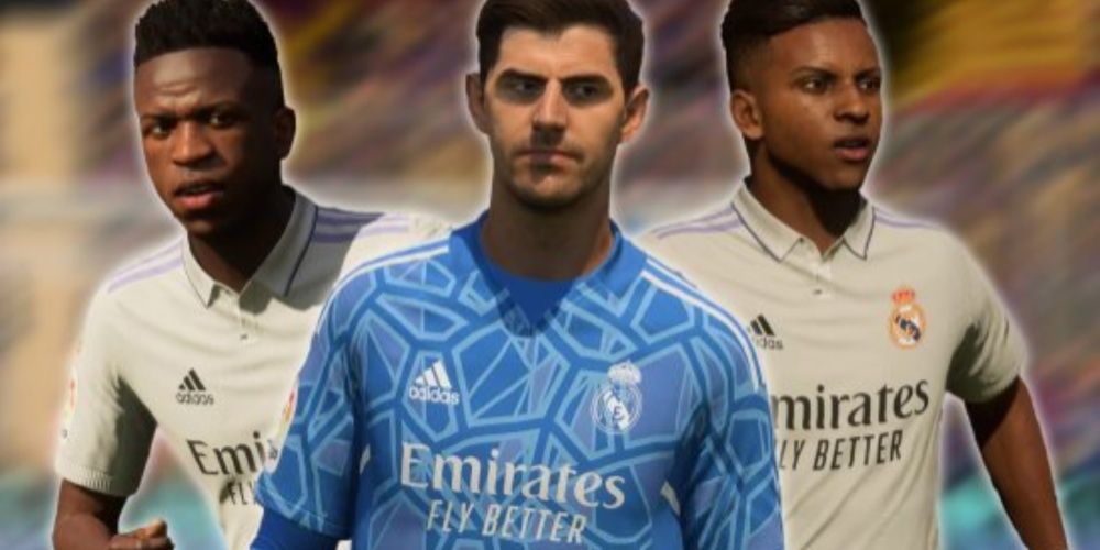 EA Sports FC 24 Image Of Real Madrid Players Vicius, Cortouis, And Rodrygo