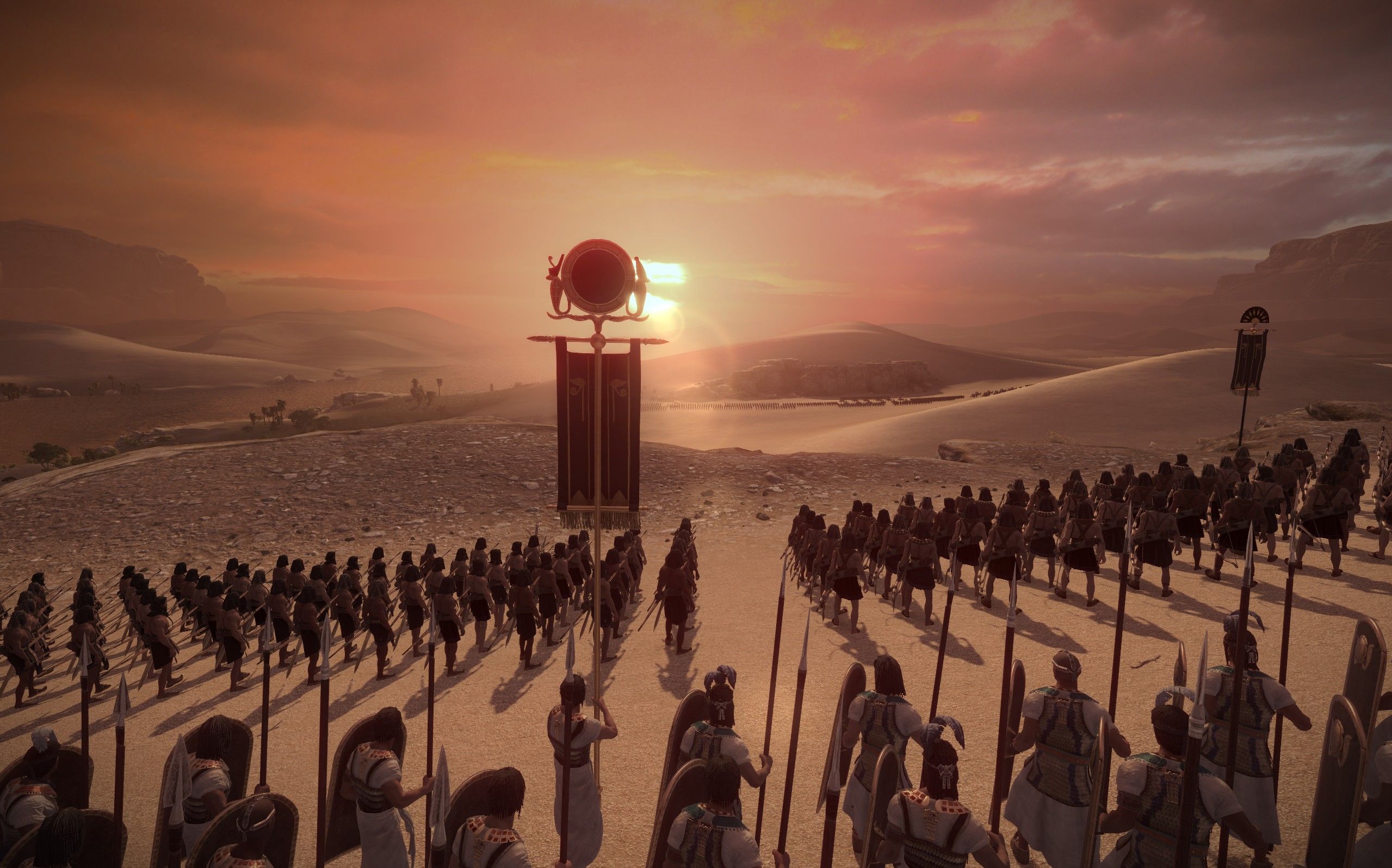 egyptian soldier before battle in the desert in total war pharaoh-1