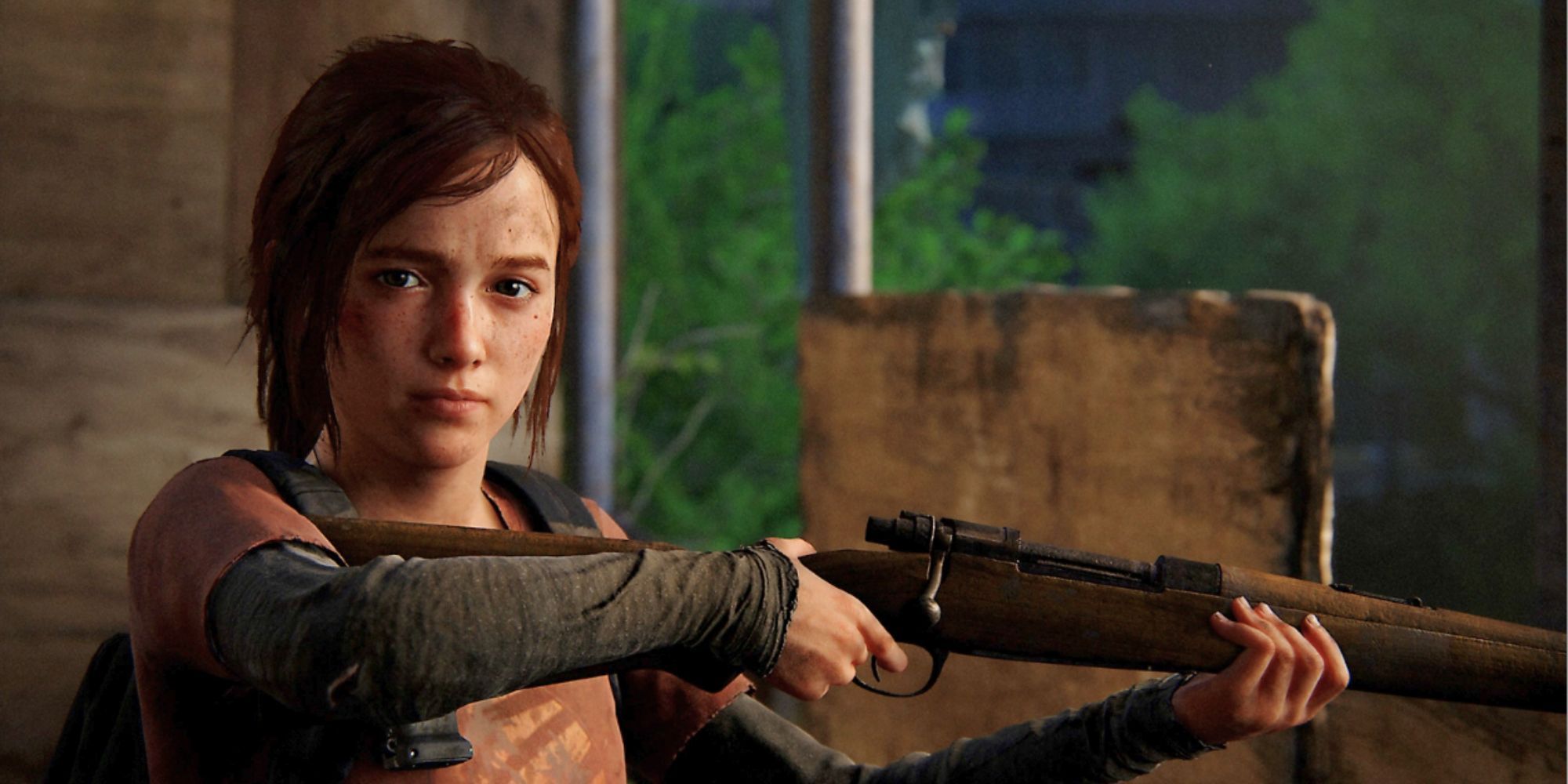 Ellie holding a gun in TLOU