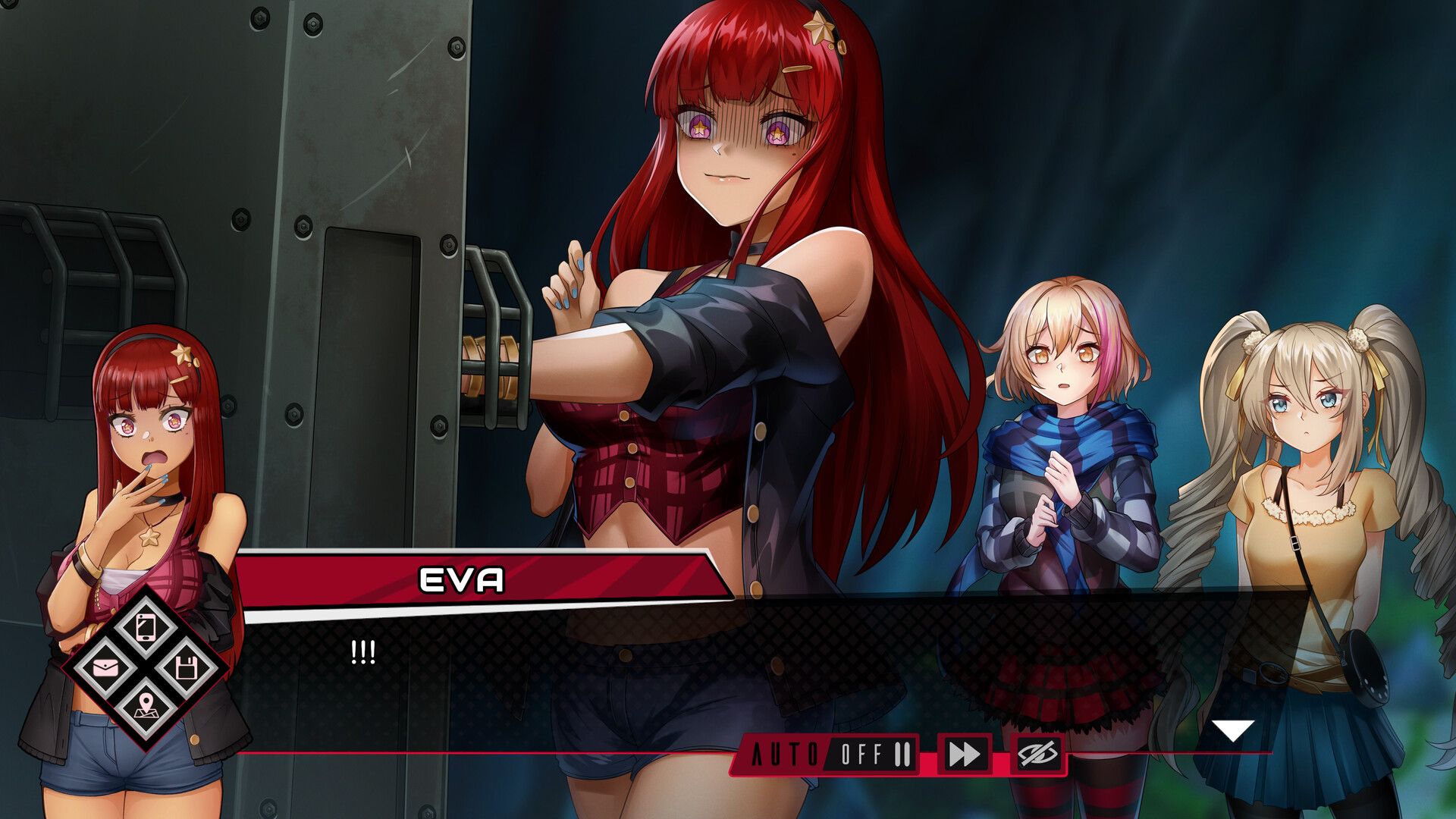 Eva and two other characters looking shocked in Inescapable.