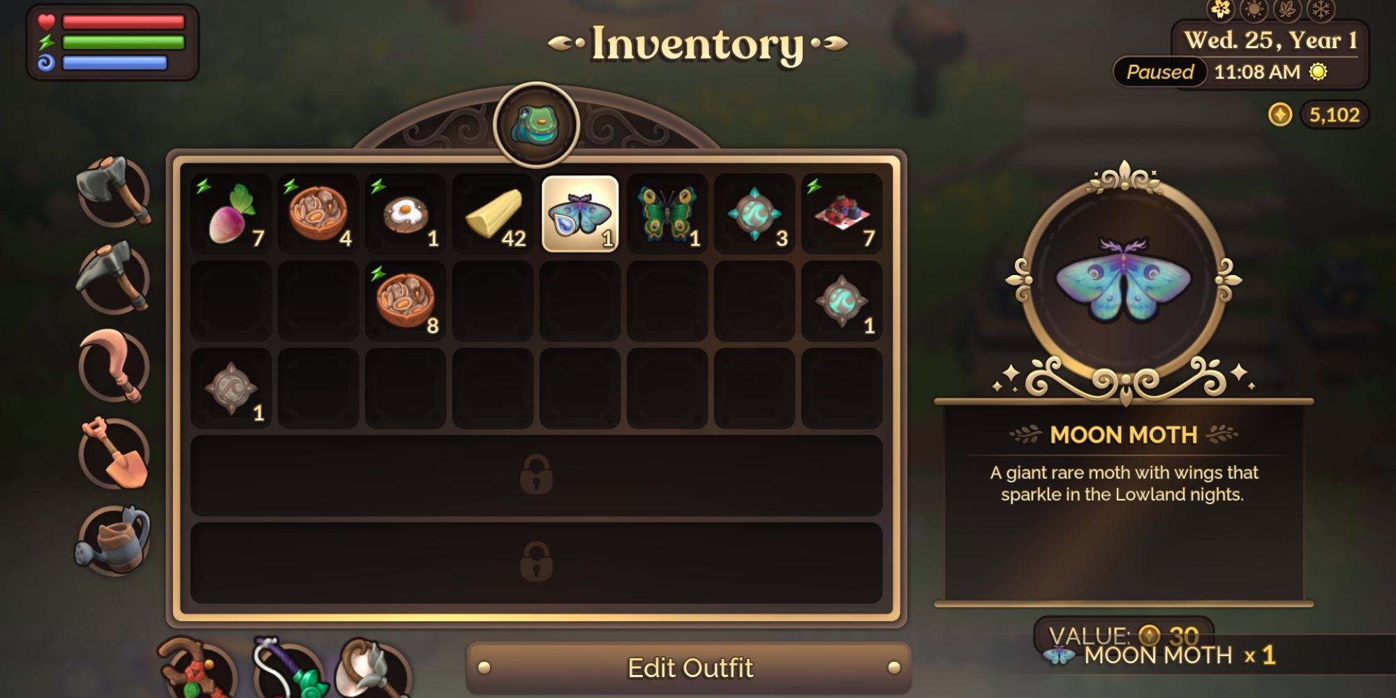 Fae Farm Moon Moth In Inventory