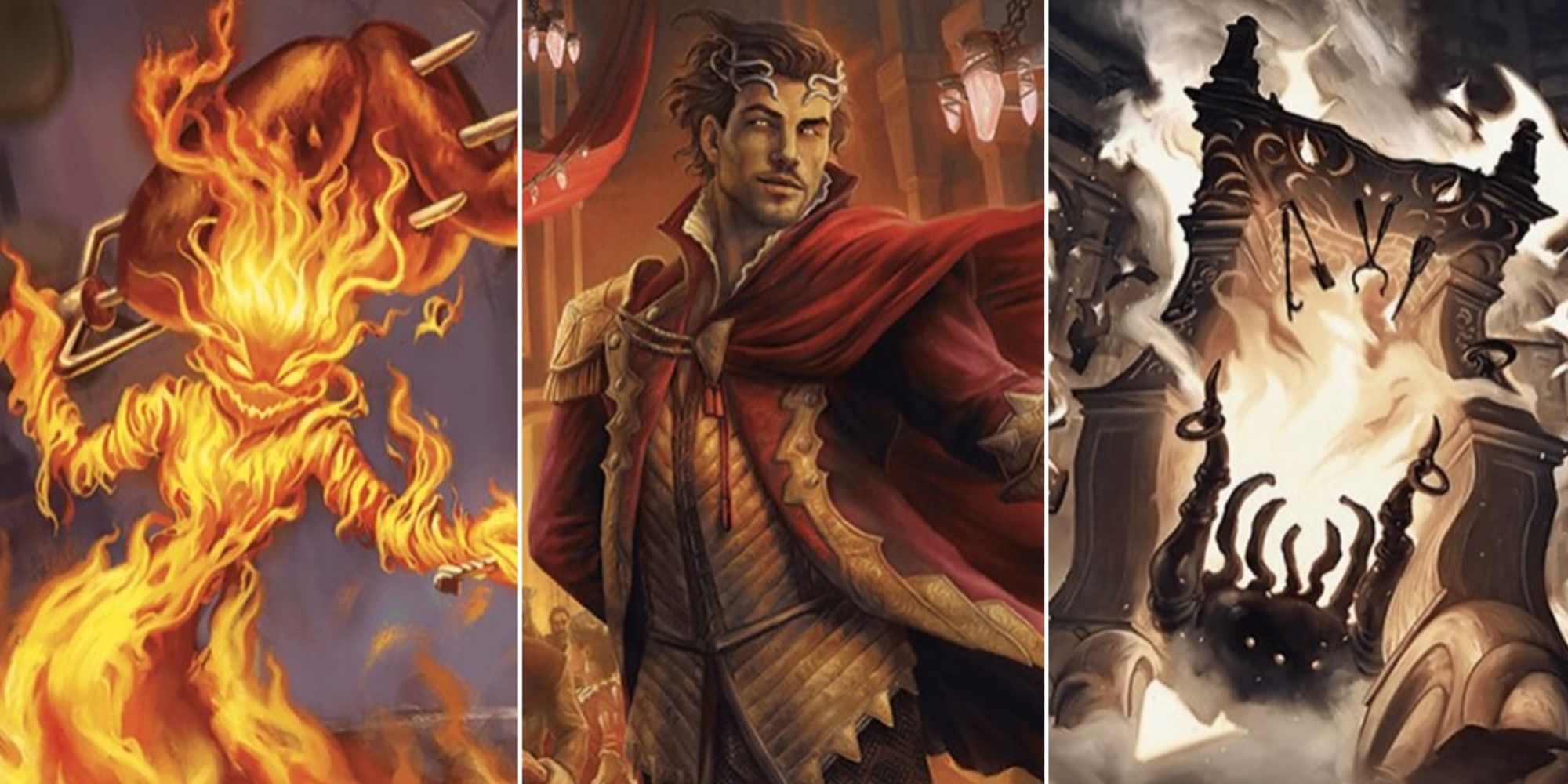 Artwork from three different red cards from the Magic: The Gathering expansion Wilds of Eldraine
