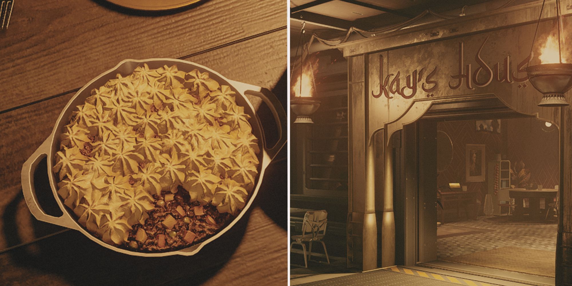 Combined image of Shepherd's Pie and Kay's House in Starfield