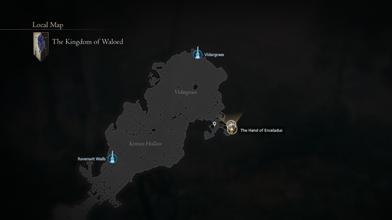 The map showing the location of Odin's trial in The Kingdom of Waloed.