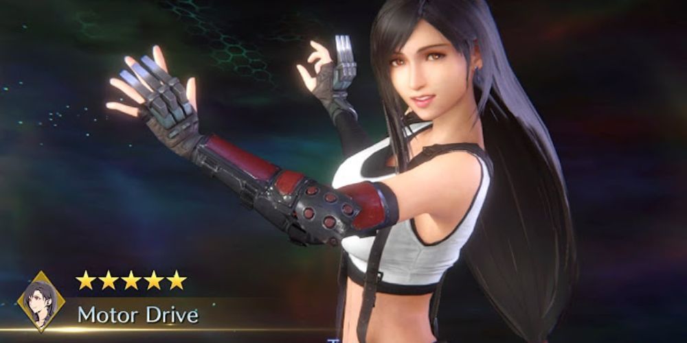 Final-Fantasy-7-Ever-Crisis-Tifa with the Motor Drive weapon equipped