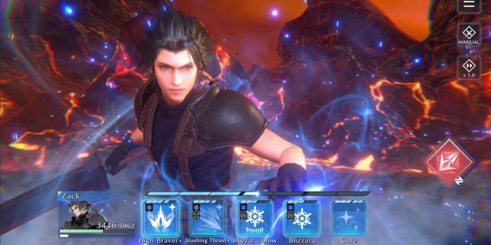 Final-Fantasy-7-Ever-Crisis-Zack preparing to unleash a powerful attack