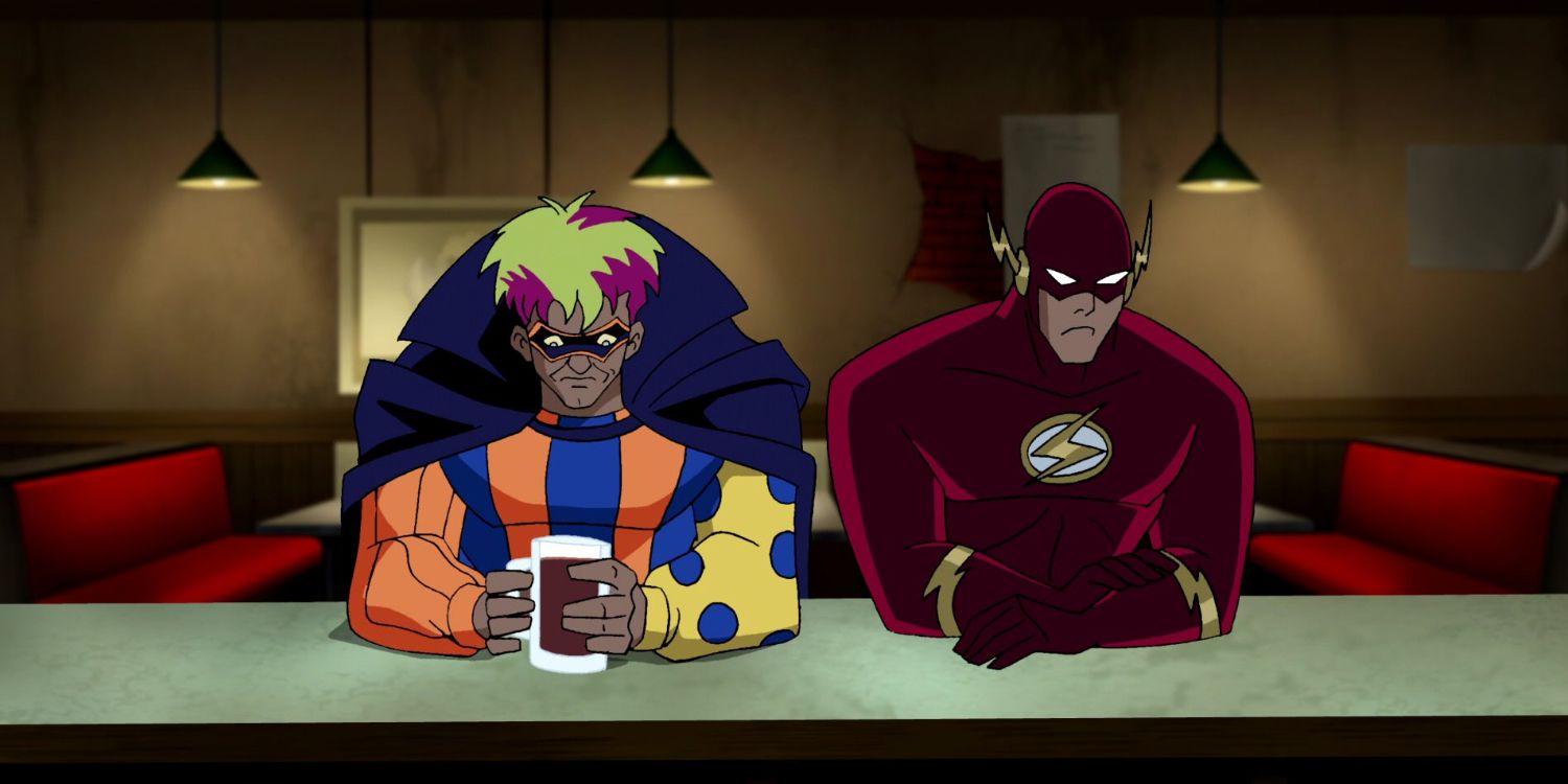 Flash next to The Trickster in a bar in Justice League Unlimited