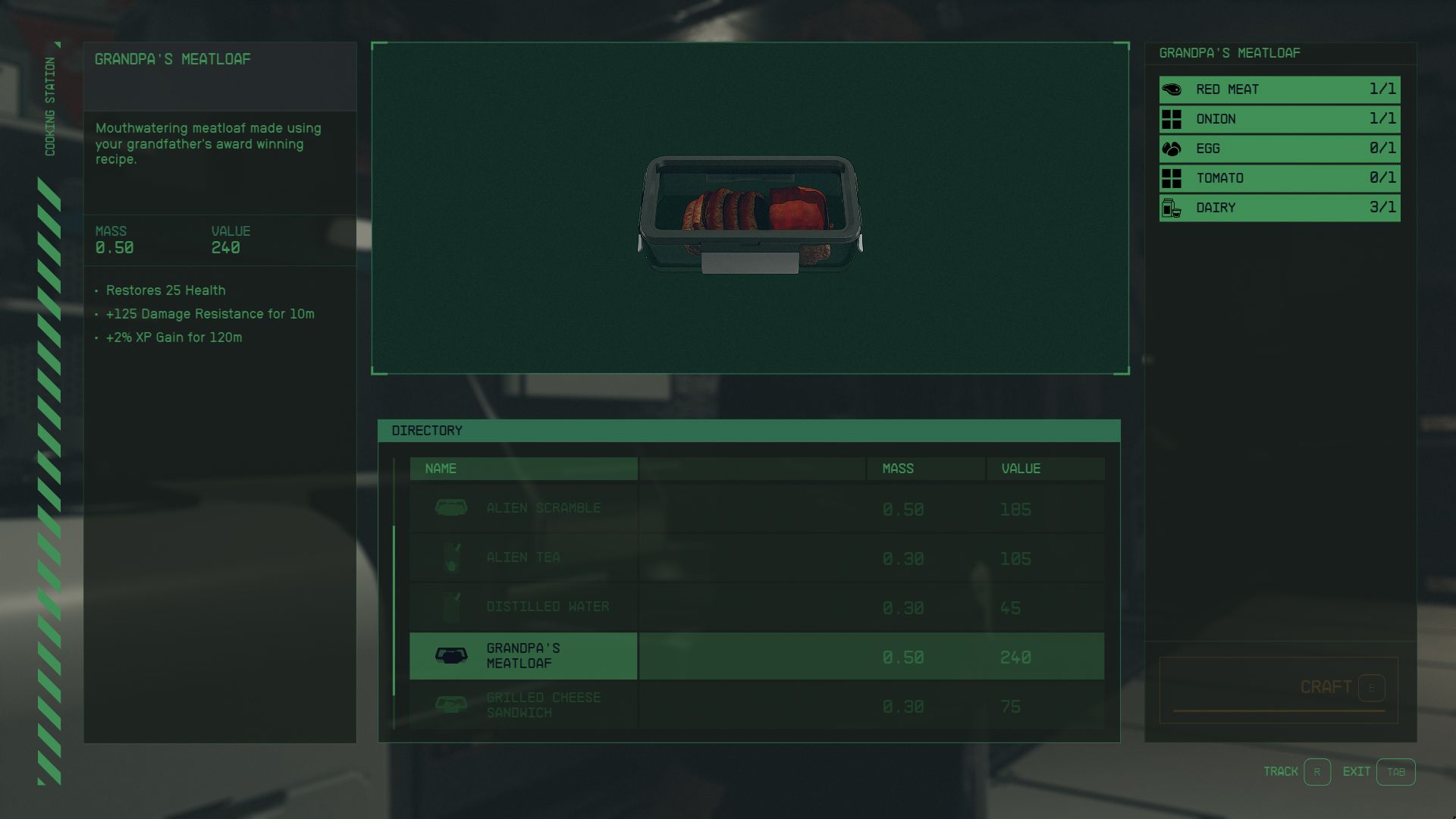 Grandpa's Meatloaf Recipe in Starfield