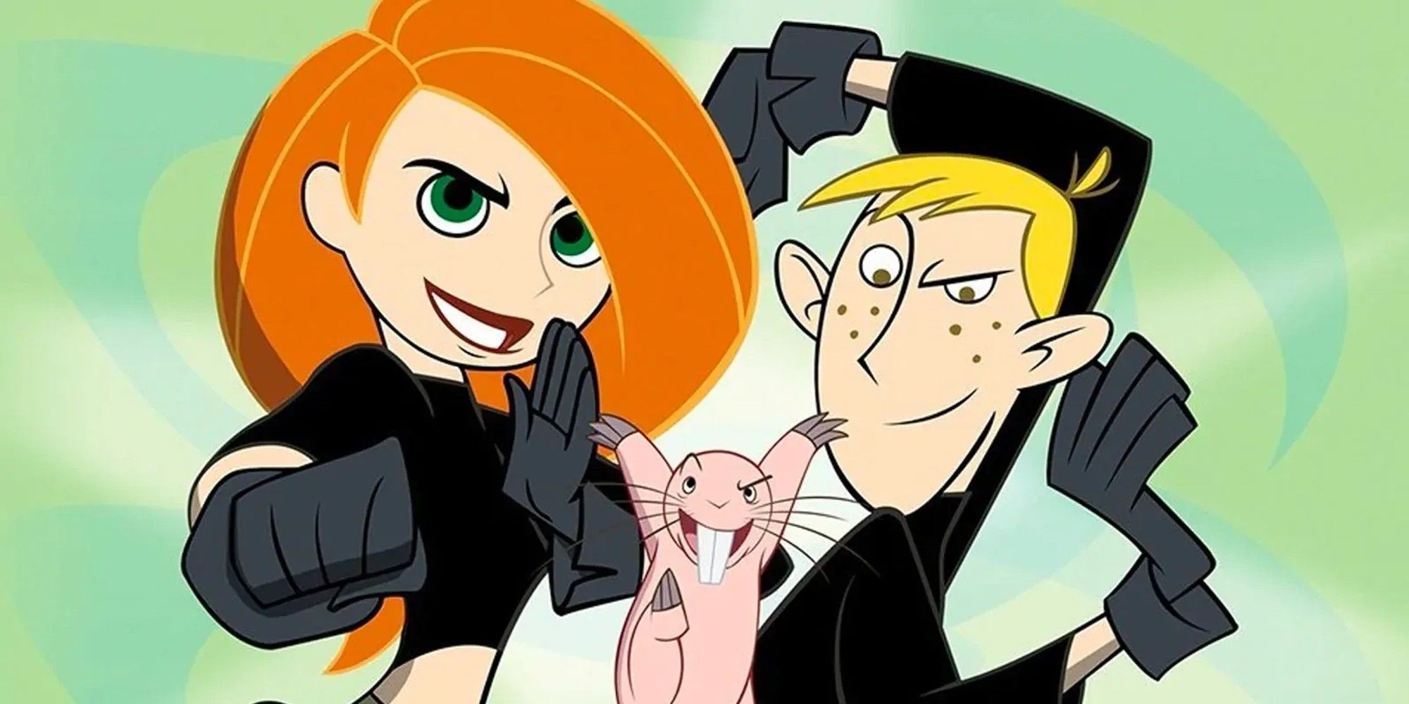 Kim, Ron, and Rufus posing