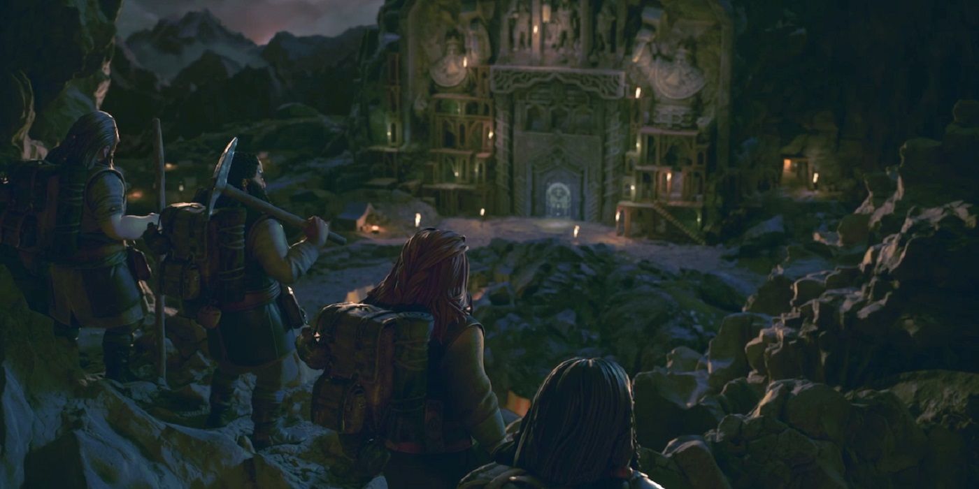 lord of the rings return to moria dwarves come across a mighty sculpture-1