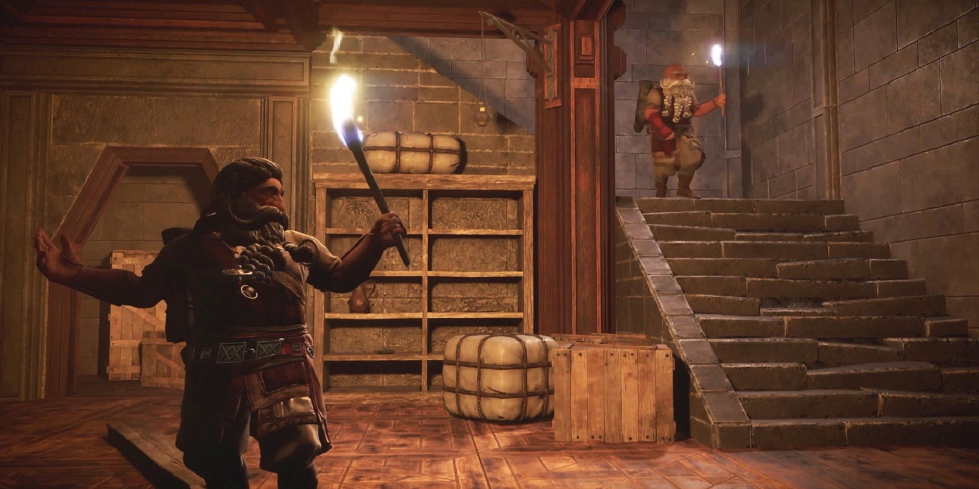 lord of the rings return to moria dwarves holding flaming brands-1