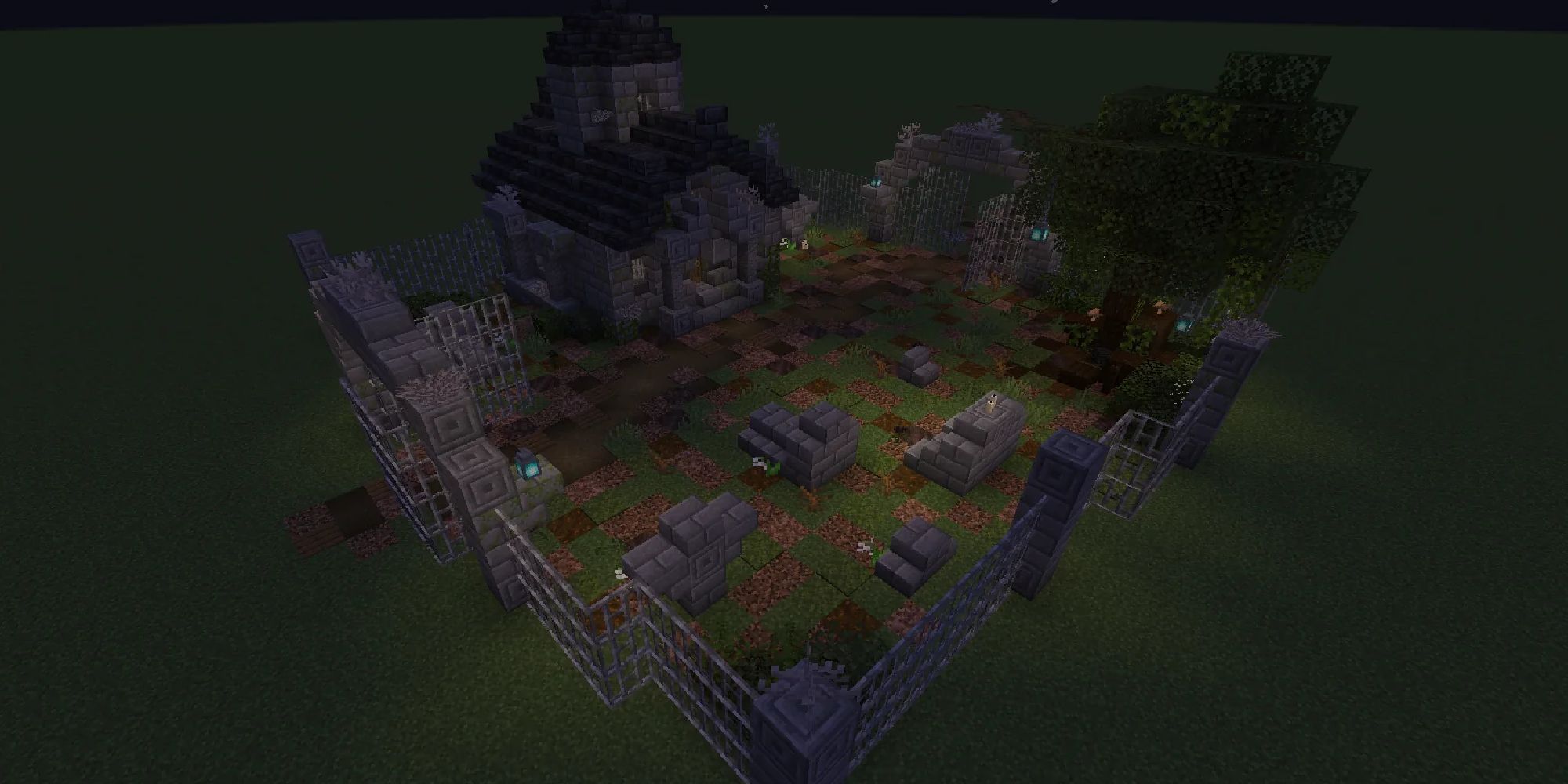 minecraft graveyard from above