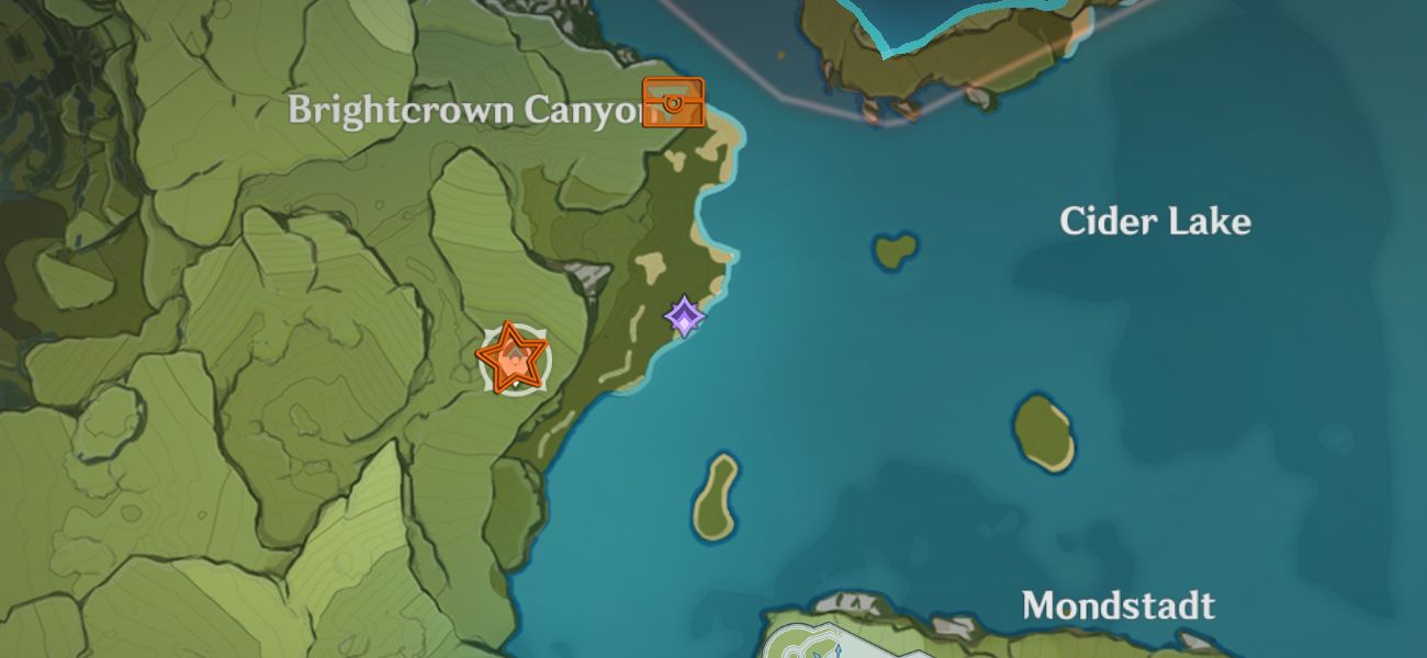 Map Location of Mondstadt Shrine of Depth 9 (Brightcrown Canyon)