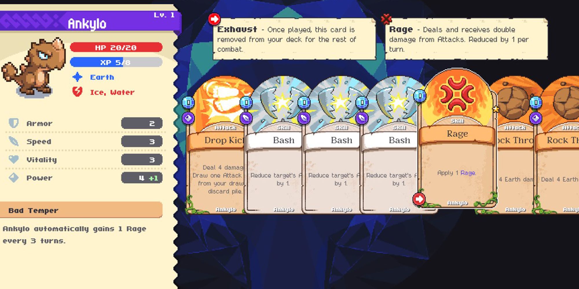 Moonstone Island Anklyo Starting Cards and Stats
