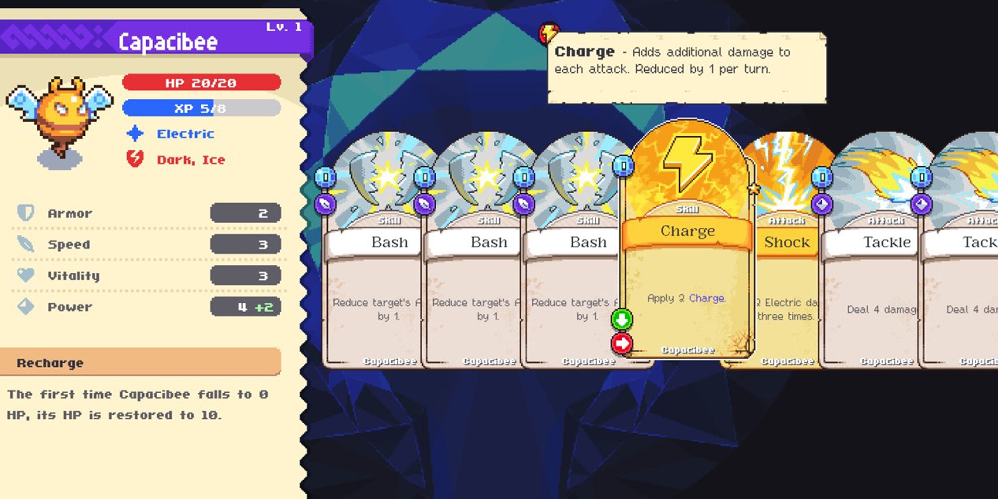 Moonstone Island Capacibee Starting Cards and Stats