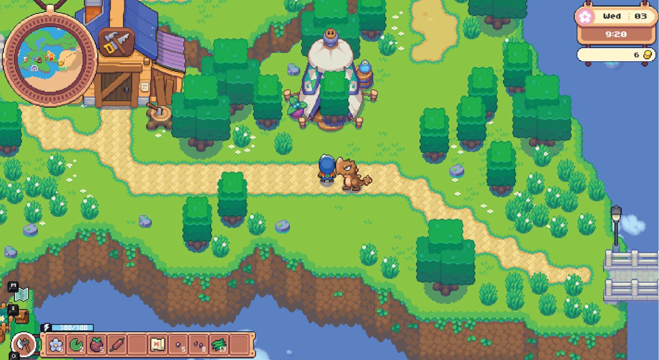 The character's tent placed behind a tree that cannot be removed.