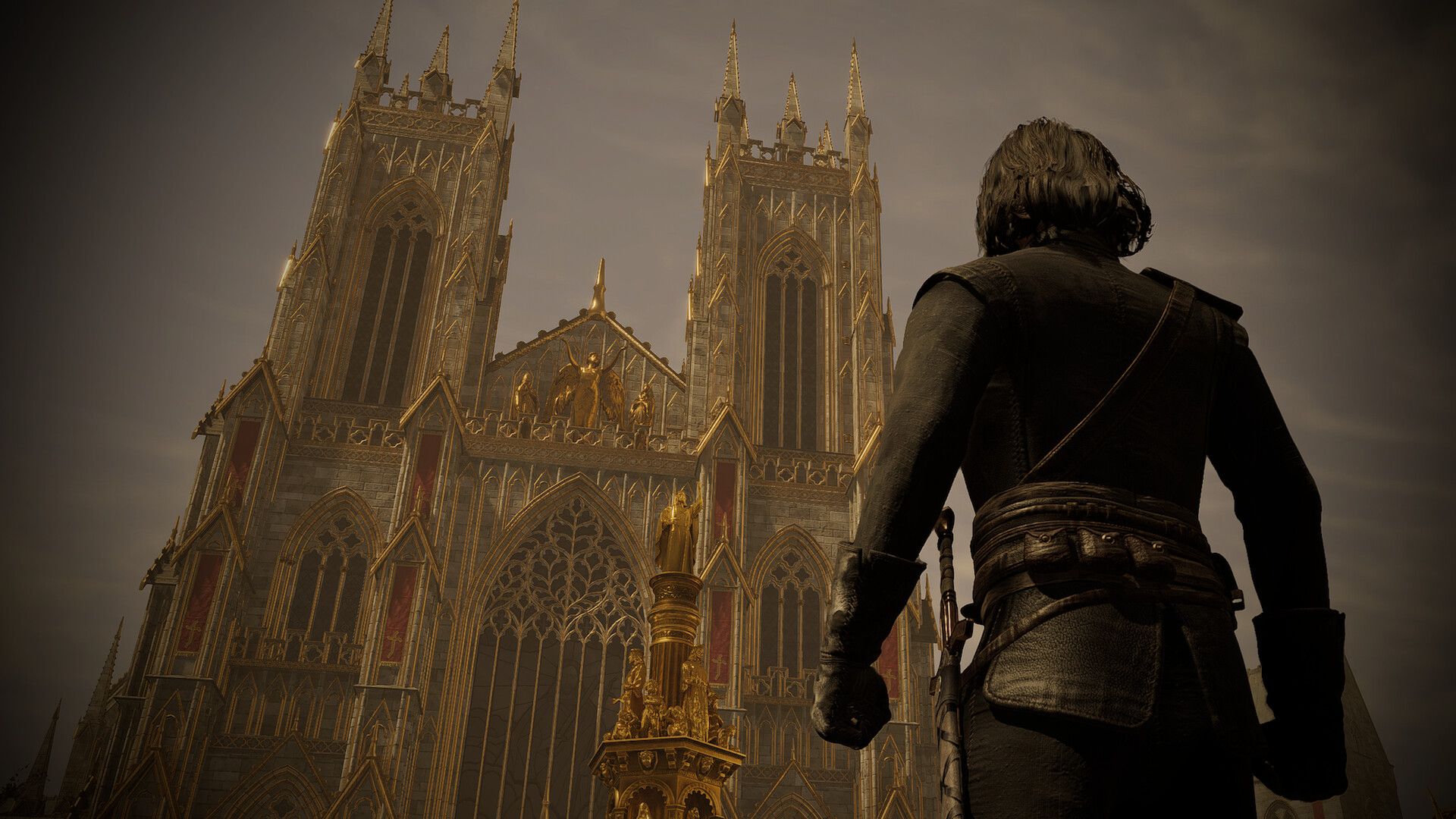 Mordimer outside the church in The Inquisitor.