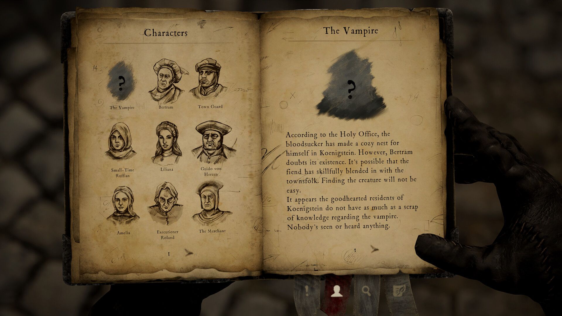 Mordimer's notebook in The Inquisitor.