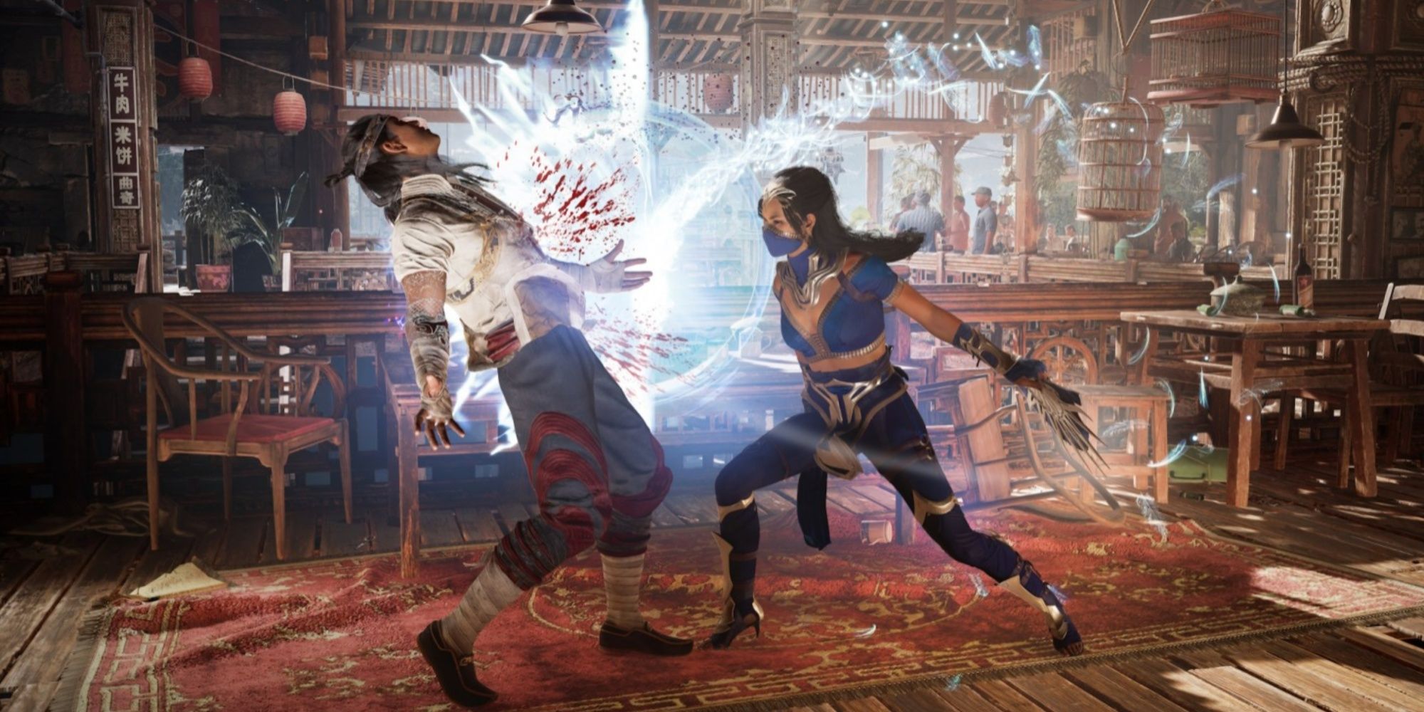 Kitana facing off against Liu Kang in Mortal Kombat 1