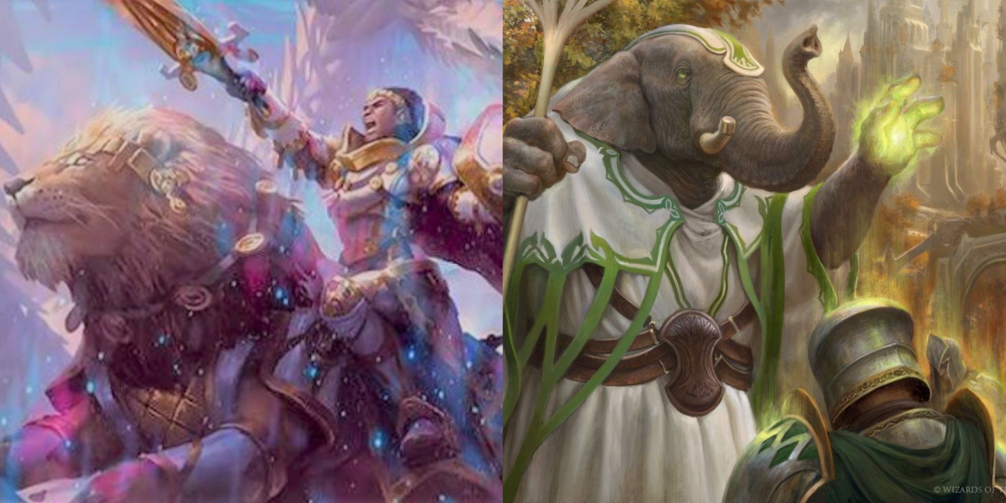 Loxodon Convoker and Knight-Errant of Eos card artworks