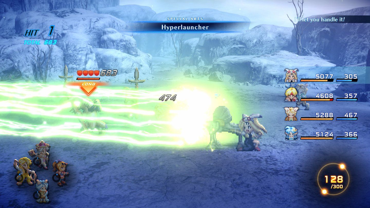 Opera using Hyperlauncher in a snowy area in Star Ocean