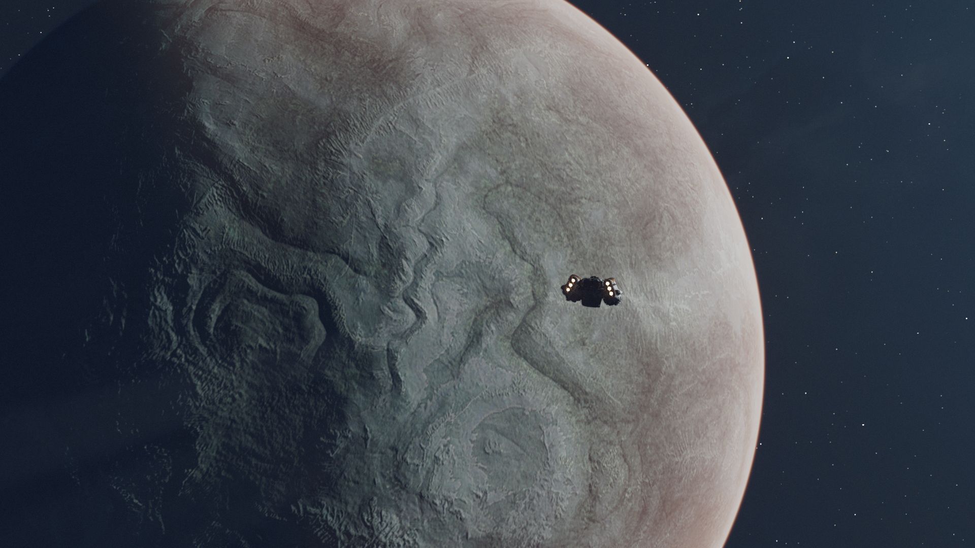 Piloting the ship across the galaxy in Starfield