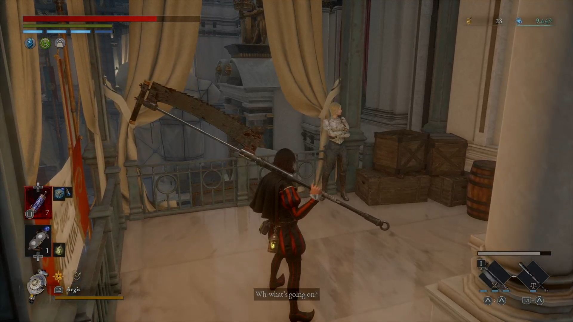 Player standing in front of Belle in her first location Lies of P