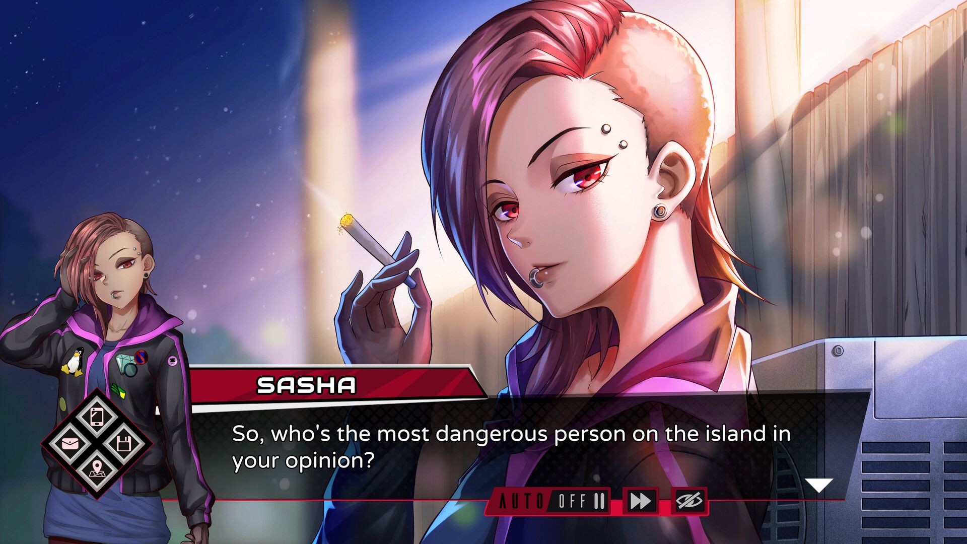 Sasha talking to the protagonist in Inescapable.