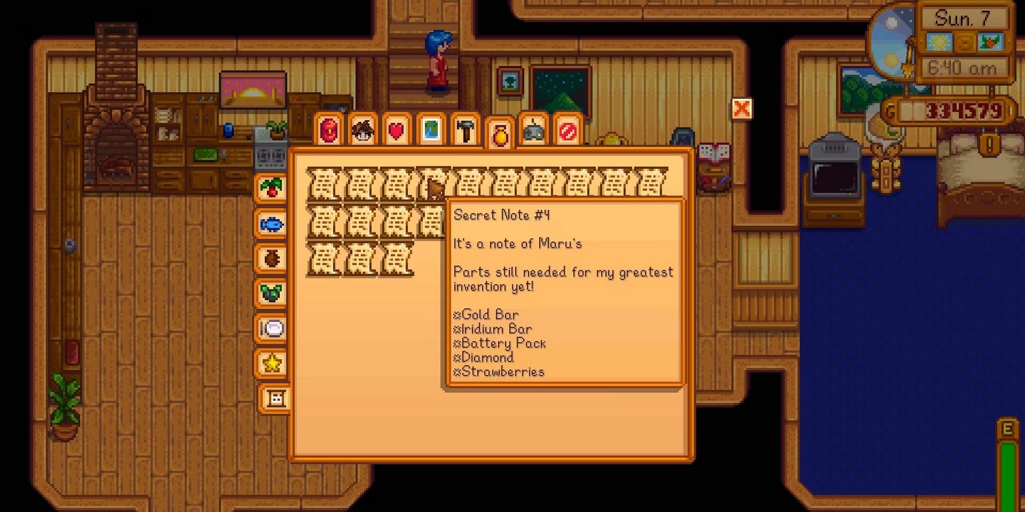 secret note four from maru in stardew valley.