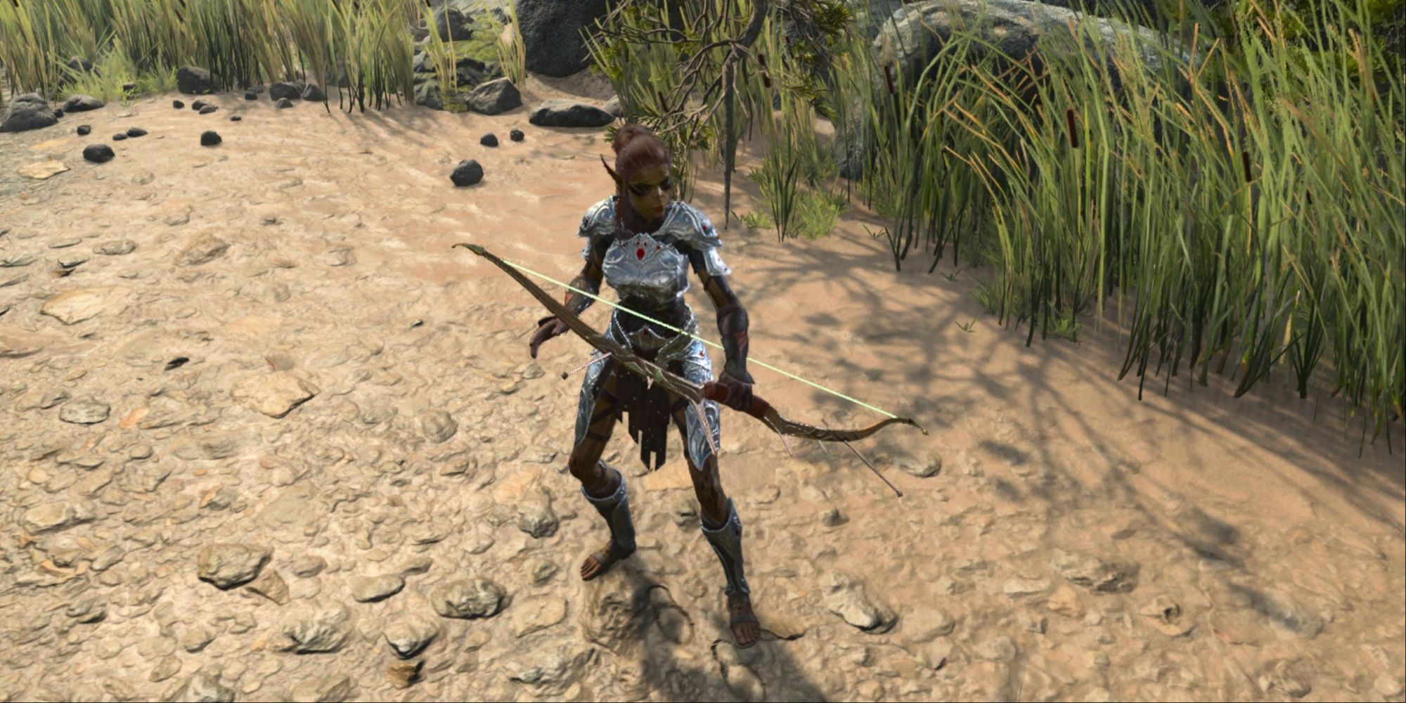Lae'zel wielding a longbow in Baldur's Gate 3