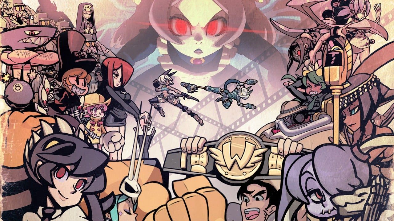 Key Art for Skullgirls 2nd Encore, showcasing the entire cast of playable characters
