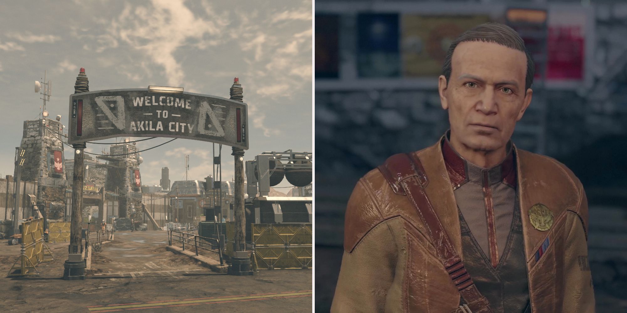 Left, a wooden sign saying