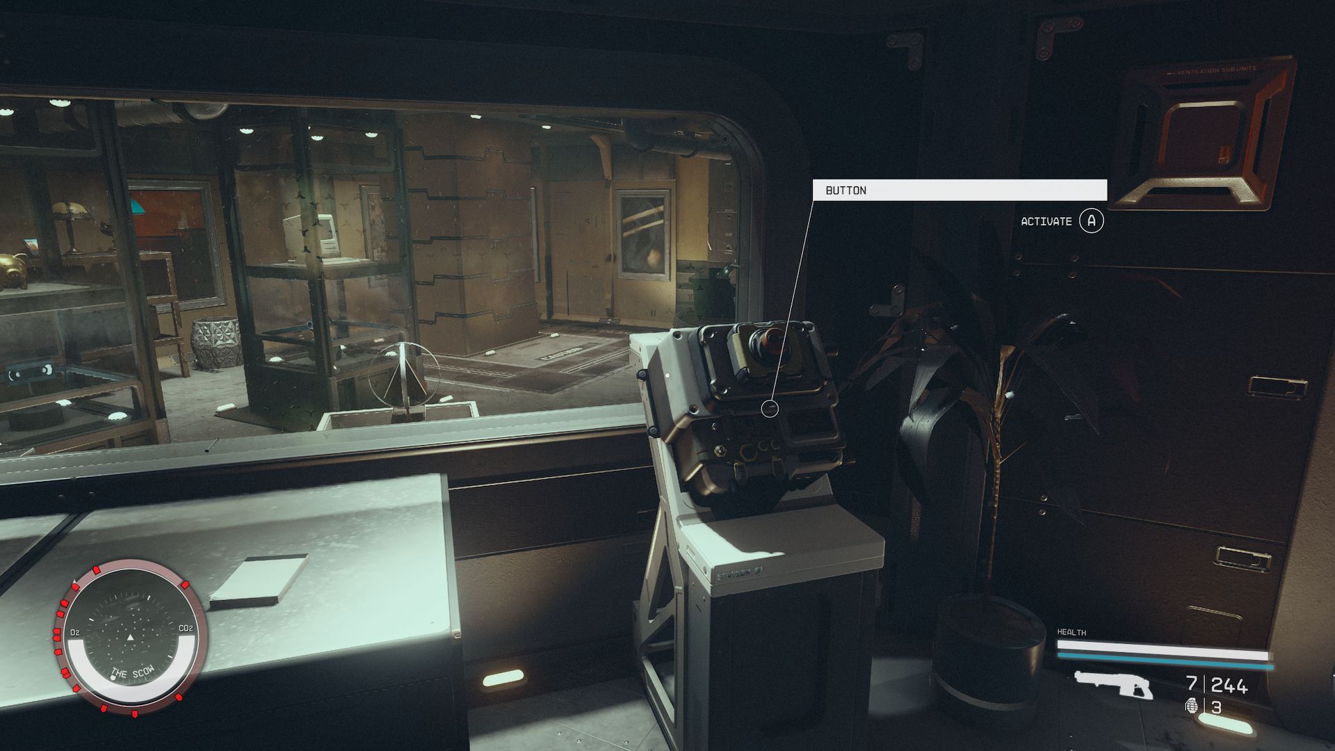 A button you can press to open up the display case for the Artifact in another room.