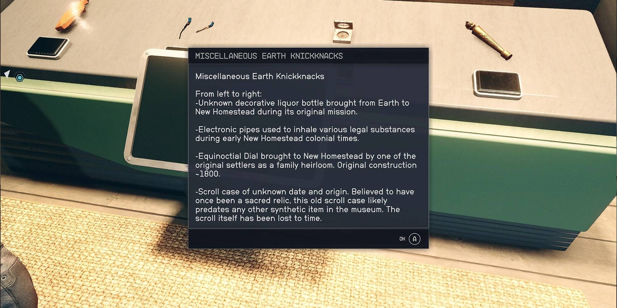A museum exhibit in Starfield detailing notes on an ancient scroll