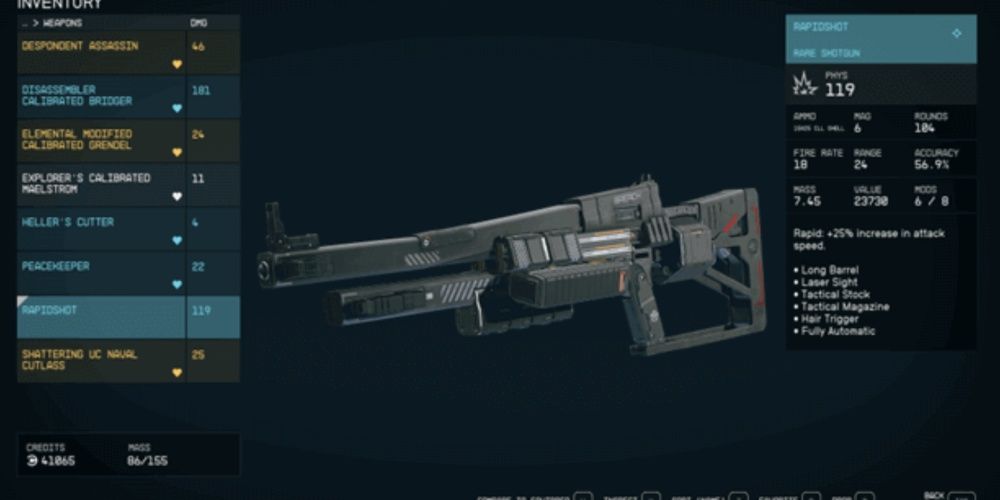 Starfield, Screenshot Of A Rapidshot Shotgun