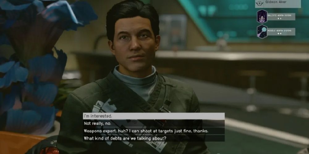 Starfield, Screenshot Of Gideon Aker On The Crewmate Recruitment Screen