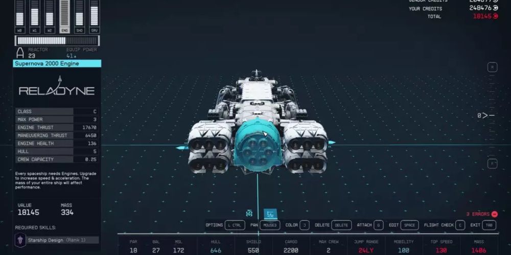 Starfield, Screenshot Of Installed Supernova 2000 Engine