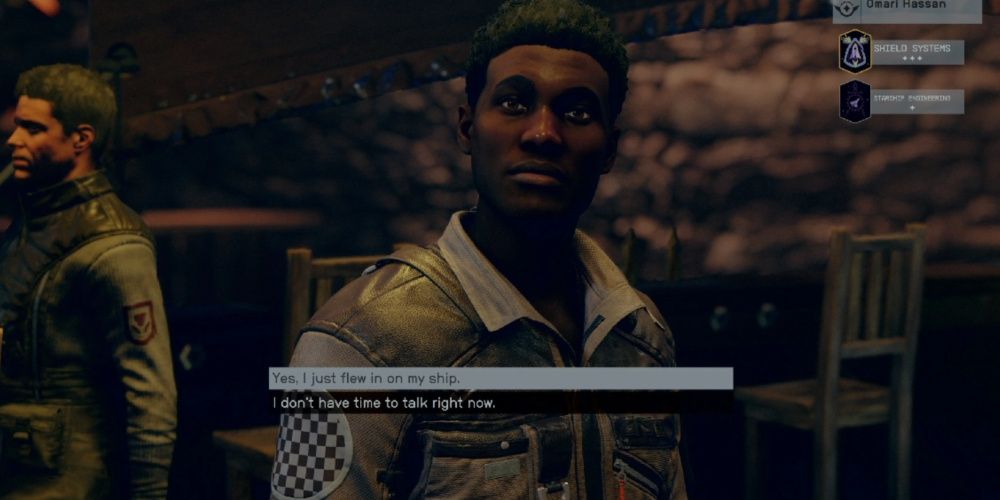 Starfield, Screenshot Of Omari Hassan On The Crewmate Interaction Screen