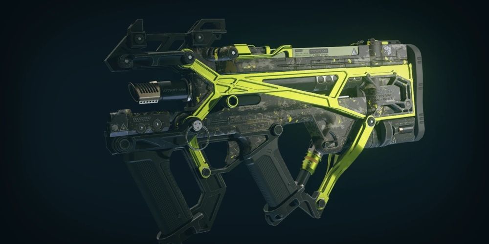 The Acid Rain Rifle on the inspection screen in Starfield.