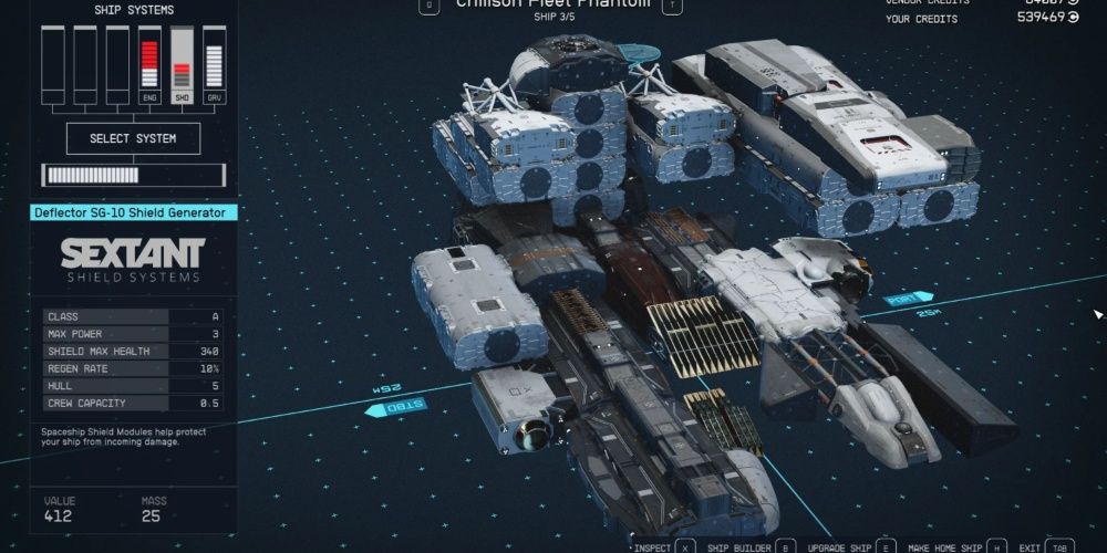 Starfield, Screenshot Of The Deflector SG Shield Generator On The Ship Overview Screen