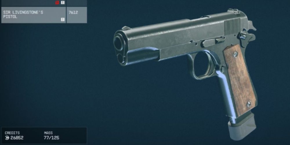 Starfield, Screenshot Of The Sir Livingstone's Pistol On The Inventory Screen