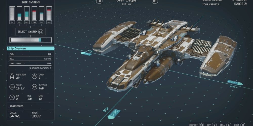 Starfield, Screenshot Of The Star Eagle On The Ship Overview Screen