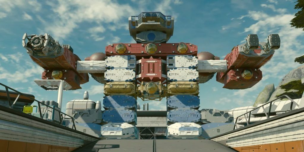 A starfield ship shaped like optimus prime from the transformers