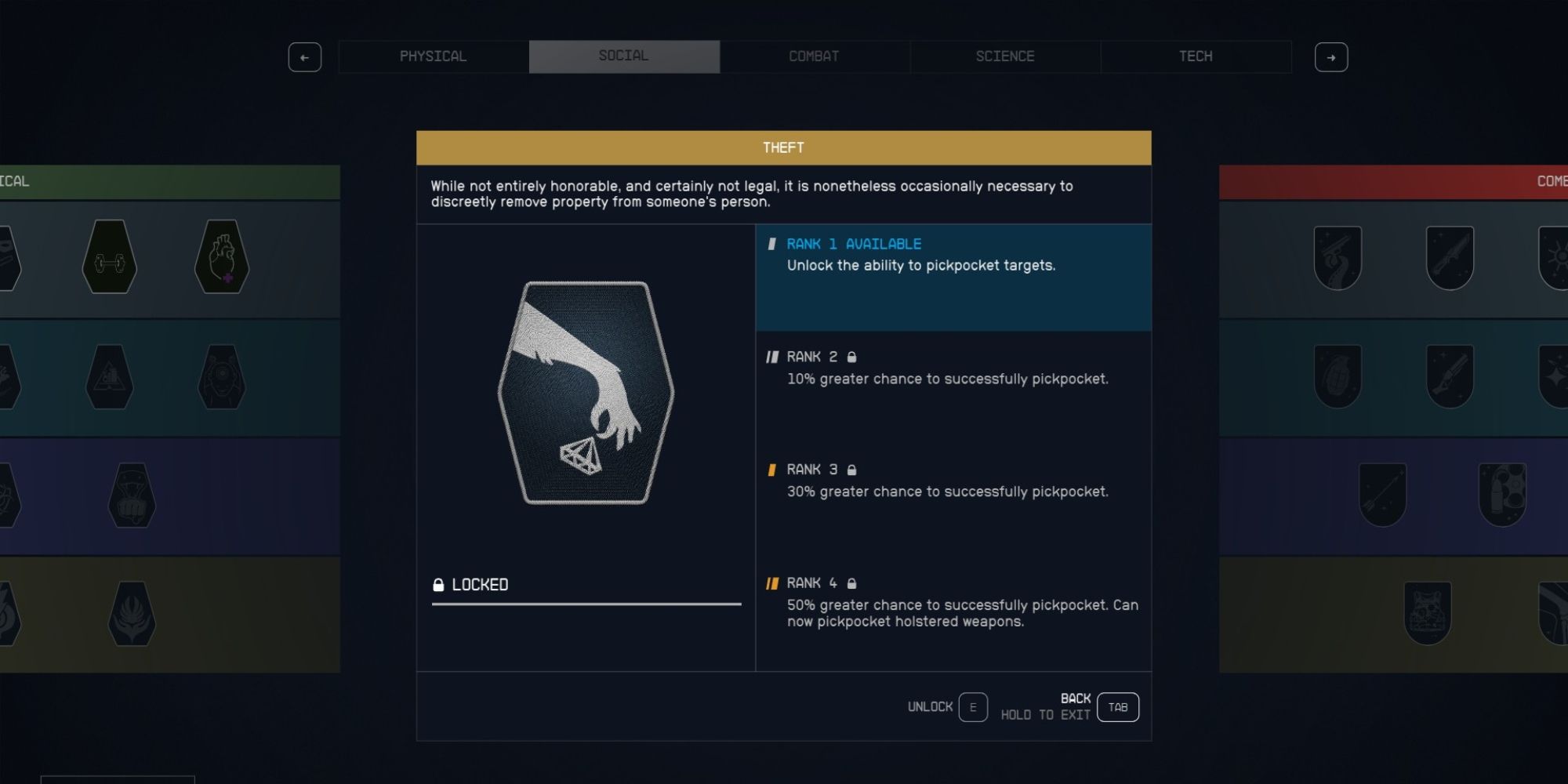 Starfield Theft Skill Ranks