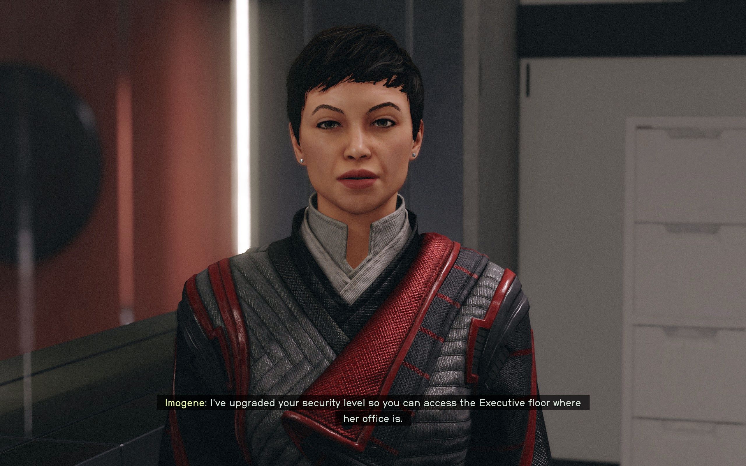 Imogene Salzo granting the protagonist access to Executive floor 