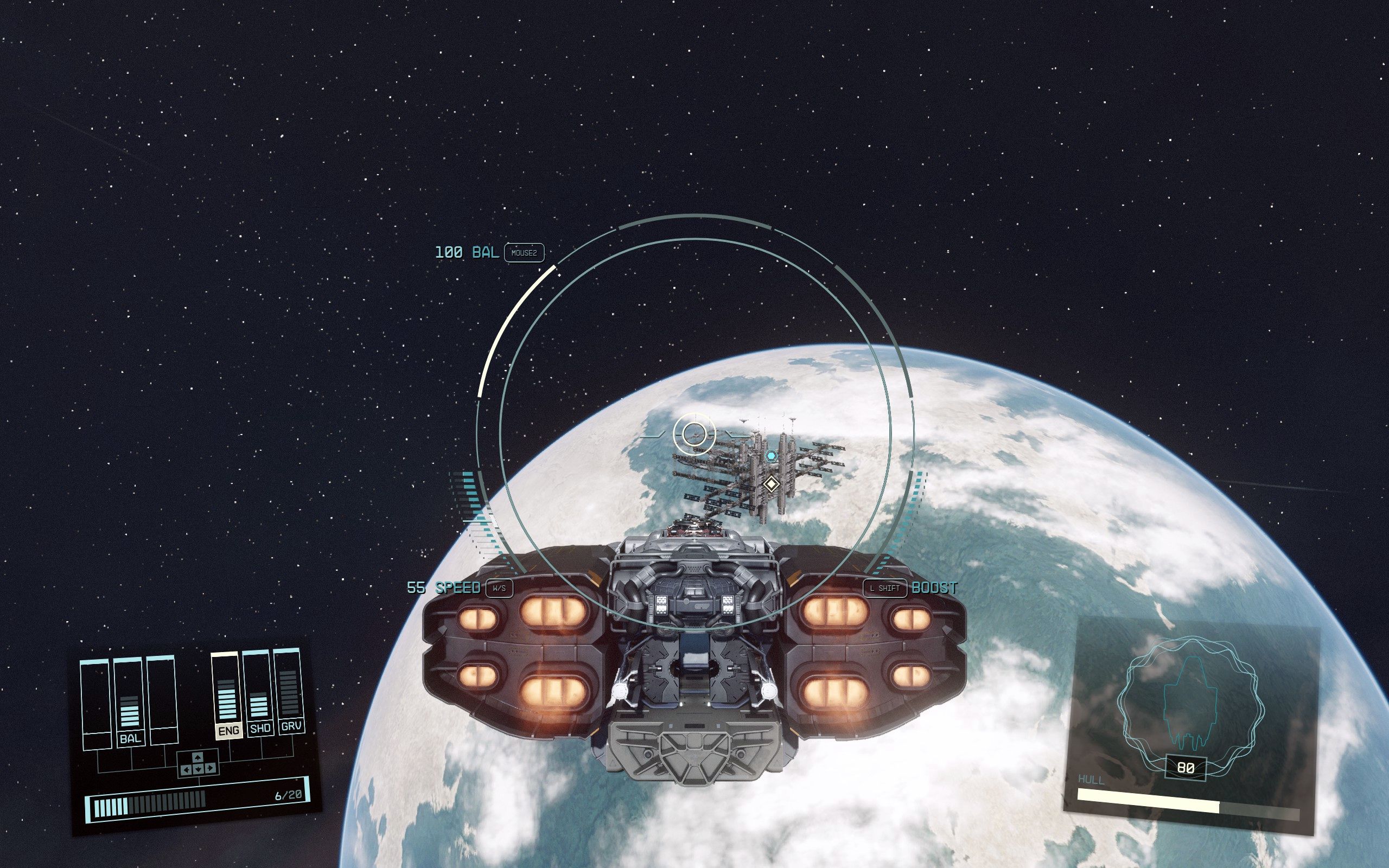 Starship on course to Trident Luxury Lines. The staryard orbits planet Akila