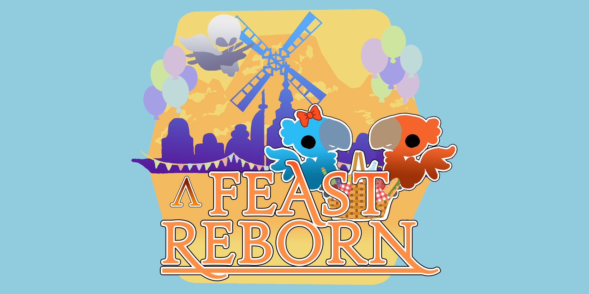 The A Feast Reborn 2023 logo with two chocobos sharing a picnic.