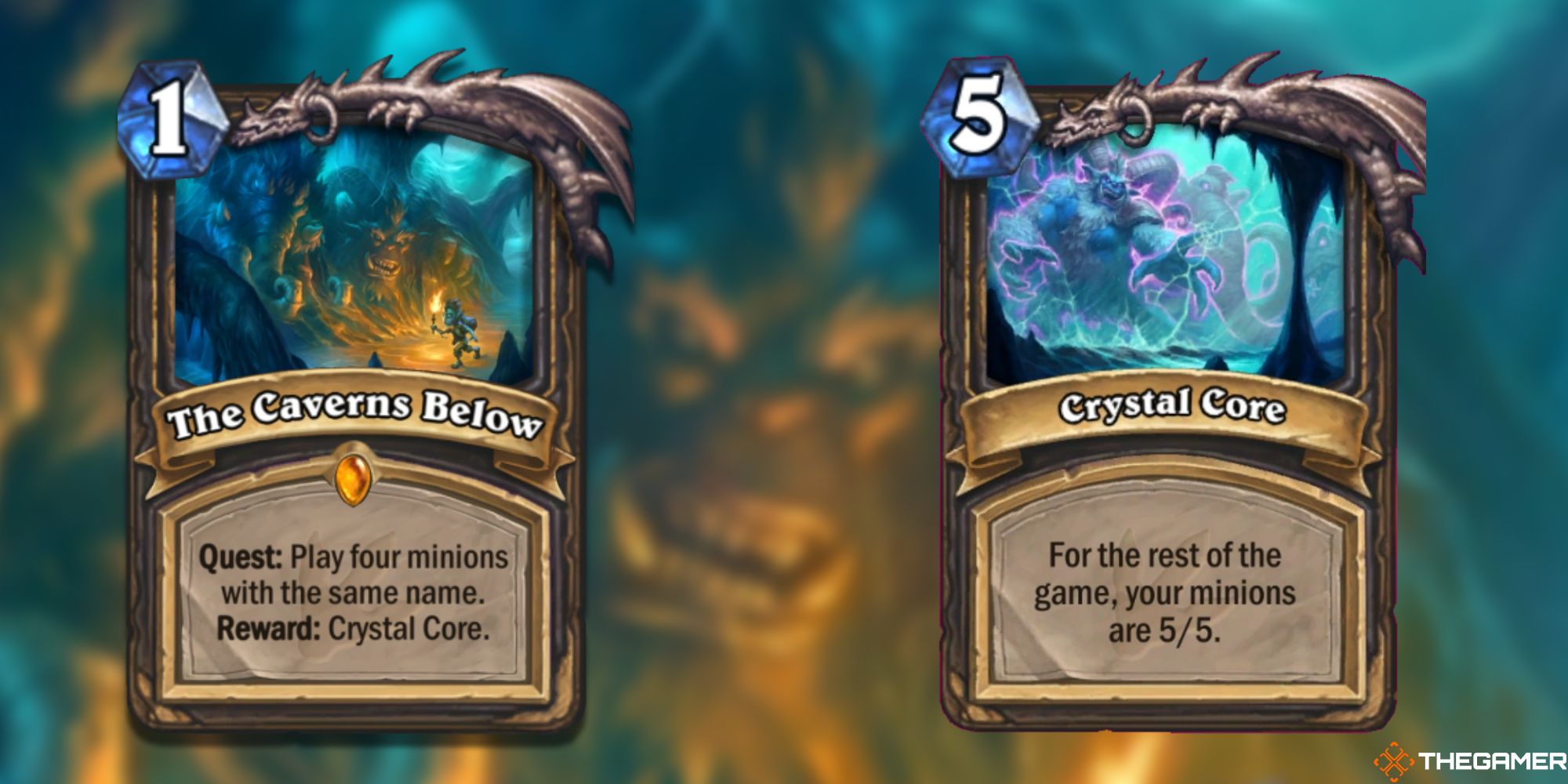 The Caverns Below and Crystal Core Hearthstone Cards