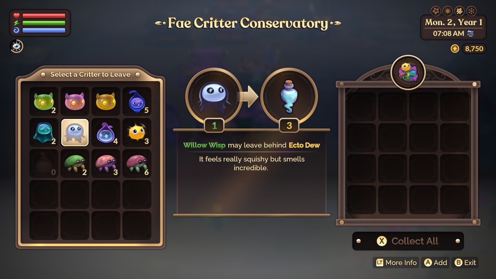 The Fae Critter Conservatory in Fae Farm.