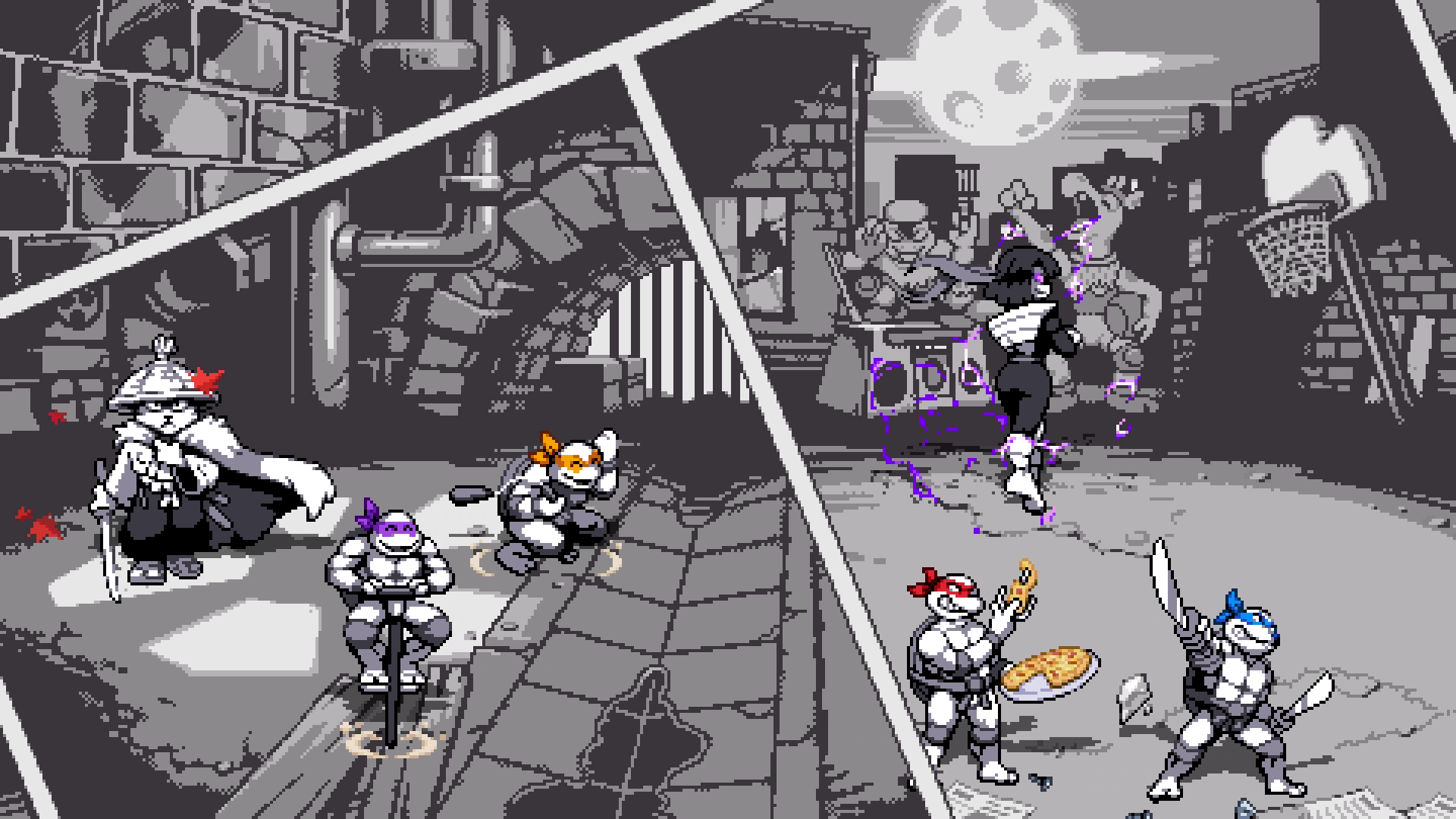 Dimension Shellshock showing the Mirage Turtles.